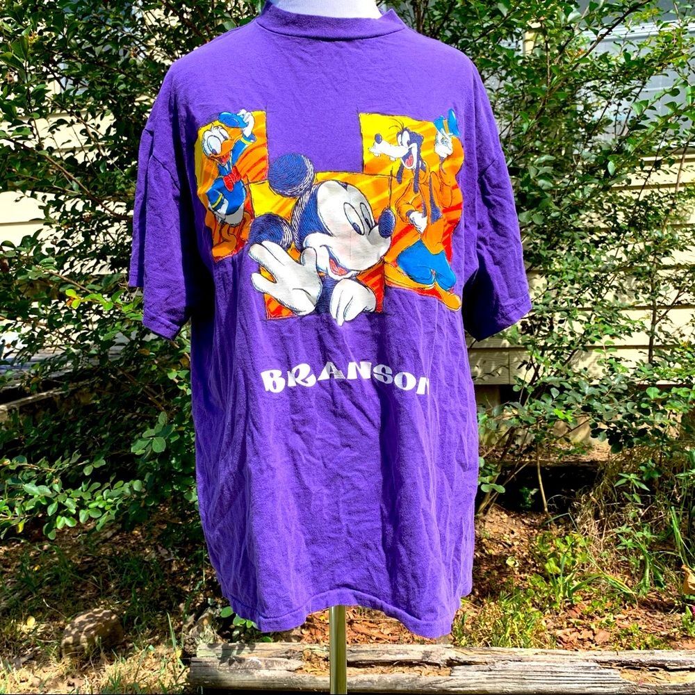 Vintage Mickey Mouse & Friends Purple Tee Large ft. Donald Duck & Goofey!